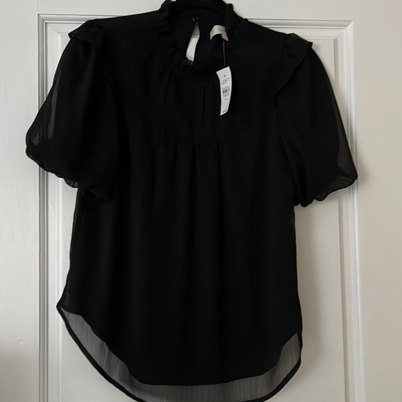 LOFT Tops - NWT Women’s Ann Taylor Loft Black Short Sleeve High Neck Work Blouse Shirt Sz XS
